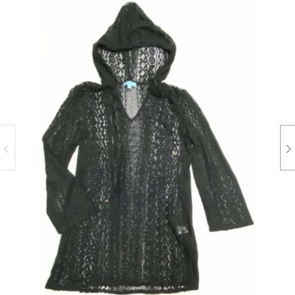 Ellen Weaver Women Black Swim Cover up Hoodie Sz S - Picture 1 of 4